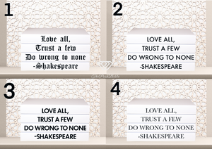 “ Love all, trust a few do wrong to none -Shakespeare " - Quote book set / Blank Page Books  - Home decor - Coffee Table Books