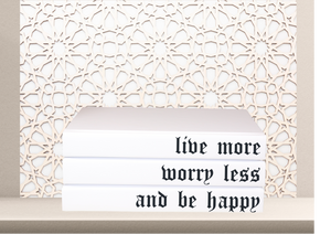 " Live more worry less and be happy " - Quote book set / Blank Page Books  - Home decor - Coffee Table Books