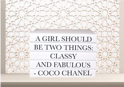 A girl should be 2 things, classy and fabulous - Coco Chanel quote books , designer books , CUsTOM handmade BOOKS,  made to order , decorative books with blank pages , personalised  bespoke books unique gift decor , memory books , custom journals , stylish  Unique office decor , Handmade office decor , Colorful Handmade home decor , Customizable books , 