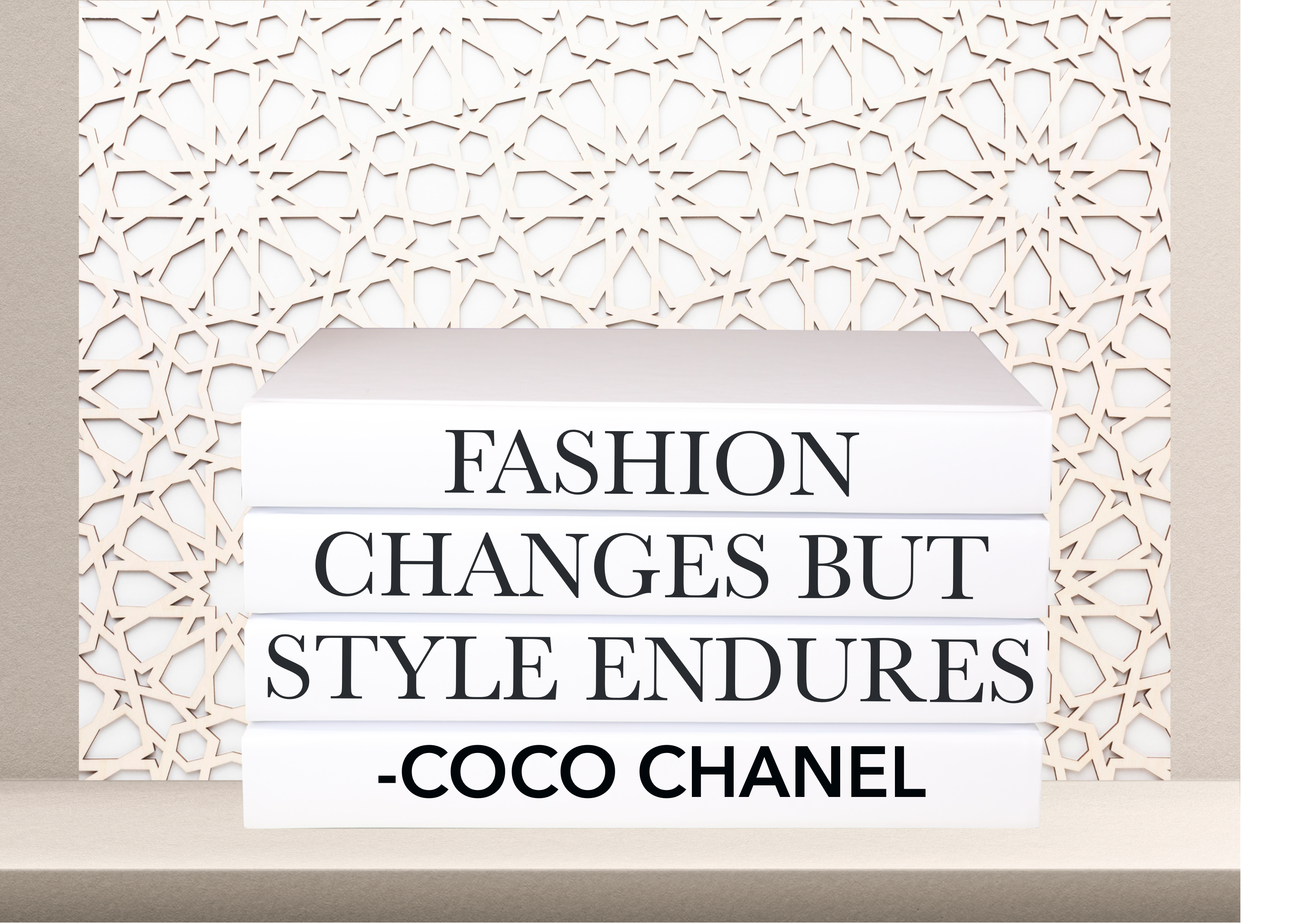 Coco Chanel Decorative Designer Minimalist 4 Book Stack Adornment, Fashion Designer  Books, Decorative Designer Quote Books, Fashion Quote