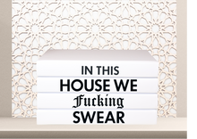 Load image into Gallery viewer, Quote Home Decor book set “ In this house we fucking swear  &quot;Blank Page Books  - Rude Funny Coffee Table Books