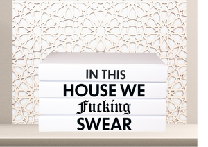 Quote Home Decor book set “ In this house we fucking swear  "Blank Page Books  - Rude Funny Coffee Table Books