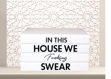 Load image into Gallery viewer, Quote Home Decor book set “ In this house we fucking swear  &quot;Blank Page Books  - Rude Funny Coffee Table Books