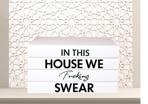 Quote Home Decor book set “ In this house we fucking swear  "Blank Page Books  - Rude Funny Coffee Table Books