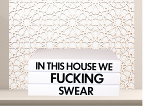 Quote Home Decor book set “ In this house we fucking swear  "Blank Page Books  - Rude Funny Coffee Table Books