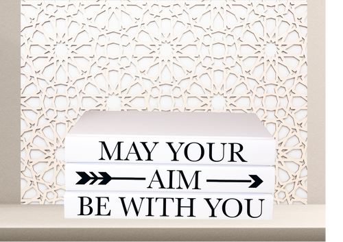  May your aim be with you home decor quote book set , arrow decor , CUsTOM handmade BOOKS, made to order , decorative books with blank pages , personalised bespoke books unique gift decor , memory books , custom journals , stylish Unique office decor , Handmade office decor , Colorful Handmade home decor , Customizable books ,