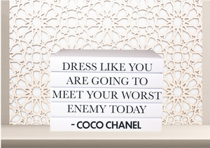 Quote Home Decor book set “ Dress like you are going to meet your worst enemy today - Coco Chanel " Blank Page Books  -