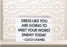 Load image into Gallery viewer, Quote Home Decor book set “ Dress like you are going to meet your worst enemy today - Coco Chanel &quot; Blank Page Books  -