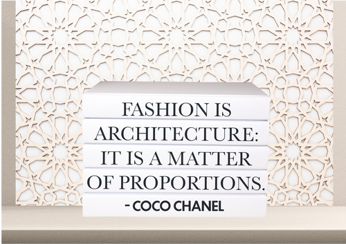 Fashion is architecture: it is a matter of proportions - Coco Chanel home decor quote book set books , CUsTOM handmade BOOKS,  made to order , decorative books with blank pages , personalised  bespoke books unique gift decor , memory books , custom journals , stylish  Unique office decor , Handmade office decor , Colorful Handmade home decor , Customizable books , 