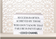 Load image into Gallery viewer, Success is often achieved by those who don&#39;t know that failure is inevitable - Coco Chanel home decor quote book set books , CUsTOM handmade BOOKS,  made to order , decorative books with blank pages , personalised  bespoke books unique gift decor , memory books , custom journals , stylish  Unique office decor , Handmade office decor , Colorful Handmade home decor , Customizable books , 