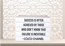 Load image into Gallery viewer, Quote Home Decor book set “ Success is often achieved by those who don&#39;t know that failure is inevitable - Coco Chanel &quot; Blank Page Books  -