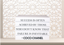 Load image into Gallery viewer, Quote Home Decor book set “ Success is often achieved by those who don&#39;t know that failure is inevitable - Coco Chanel &quot; Blank Page Books  -