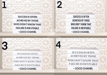 Load image into Gallery viewer, Quote Home Decor book set “ Success is often achieved by those who don&#39;t know that failure is inevitable - Coco Chanel &quot; Blank Page Books  -