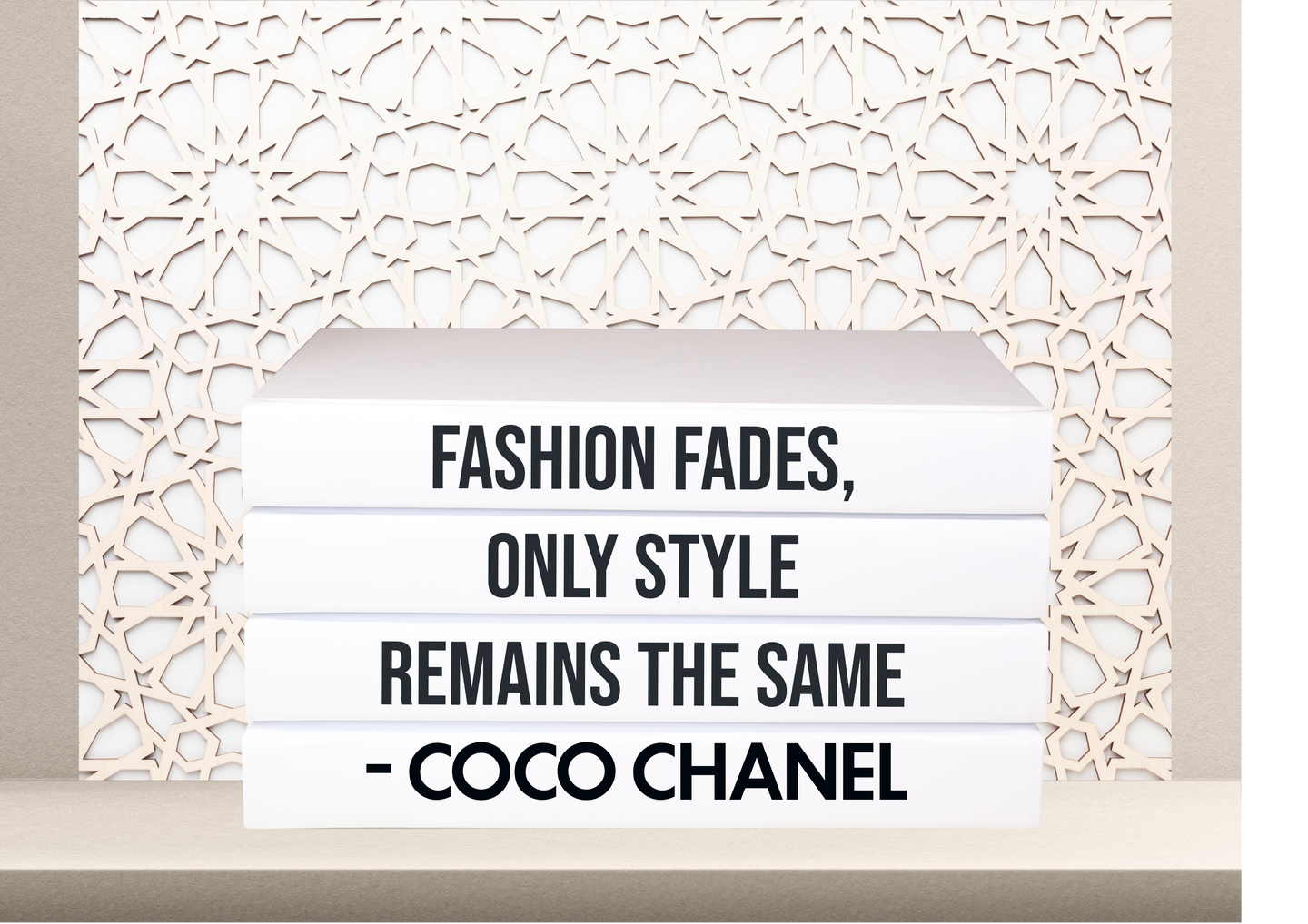 Fashion fades , only style remains the same - Coco Chanel home decor quote book set books , CUsTOM handmade BOOKS,  made to order , decorative books with blank pages , personalised  bespoke books unique gift decor , memory books , custom journals , stylish  Unique office decor , Handmade office decor , Colorful Handmade home decor , Customizable books , 