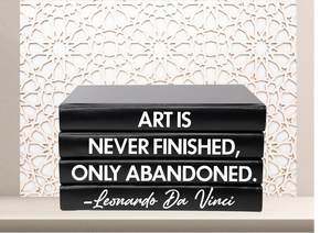 " Art is never finished, only abandoned. - Leonardo Da Vinci " - Quote book set / Blank Page Books  - Home decor - Coffee Table Books