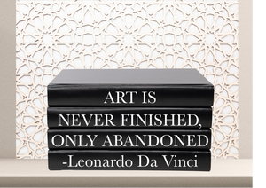 " Art is never finished, only abandoned. - Leonardo Da Vinci " - Quote book set / Blank Page Books  - Home decor - Coffee Table Books