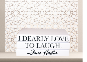 Quote Home Decor book set “  I dearly love to laugh - Jane Austin " Blank Page Books  - Coffee Table Books