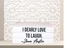 Load image into Gallery viewer, Quote Home Decor book set “  I dearly love to laugh - Jane Austin &quot; Blank Page Books  - Coffee Table Books