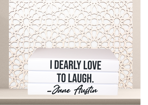 Quote Home Decor book set “  I dearly love to laugh - Jane Austin " Blank Page Books  - Coffee Table Books