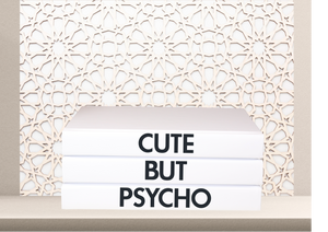 Quote Home Decor book set “ CUTE BUT PSYCHO  "Blank Page Books  - Rude Funny Coffee Table Books