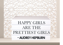 Load image into Gallery viewer, Happy girls are the prettiest girls - Audrey Hepburn HOME DECOR QUOTE BOOK SET BOOKS , CUsTOM handmade BOOKS,  made to order , decorative books with blank pages , personalised  bespoke books unique gift decor , memory books , custom journals , stylish  Unique office decor , Handmade office decor , Colorful Handmade home decor , Customizable books , 