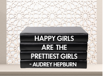 Load image into Gallery viewer, &#39;&#39; Happy girls are the prettiest girls - Audrey Hepburn &quot; - Quote book set / Blank Page Books  - Home decor - Coffee Table Books