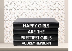 '' Happy girls are the prettiest girls - Audrey Hepburn " - Quote book set / Blank Page Books  - Home decor - Coffee Table Books