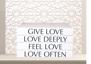 Quote Home Decor book set “ GIVE LOVE , LOVE DEEPLY ...  "Blank Page Books  - Coffee Table Books