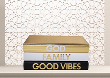 Load image into Gallery viewer, Quote Home Decor book set “ GOD FAMILY GOOD VIBES  &quot;Blank Page Books  - Coffee Table Books