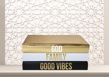 Load image into Gallery viewer, Quote Home Decor book set “ GOD FAMILY GOOD VIBES  &quot;Blank Page Books  - Coffee Table Books