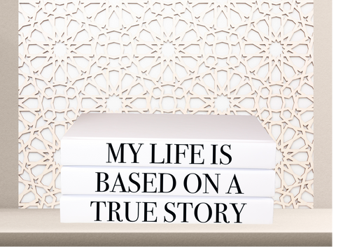 My life is based on a true story HOME DECOR QUOTE BOOKS , CUsTOM handmade BOOKS,  made to order , decorative books with blank pages , personalised  bespoke books unique gift decor , memory books , custom journals , stylish  Unique office decor , Handmade office decor , Colorful Handmade home decor , Customizable books , 