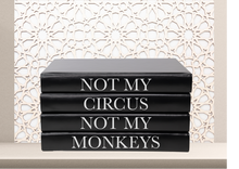 Load image into Gallery viewer, not my circus not my monkeys HOME DECOR QUOTE BOOKS , CUsTOM handmade BOOKS, made to order , decorative books with blank pages , personalised bespoke books unique gift decor , memory books , custom journals , stylish Unique office decor , Handmade office decor , Colorful Handmade home decor , Customizable books ,