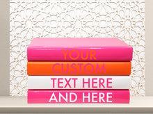 Load image into Gallery viewer, PINK AND orange BOOKS , DESIGNER BOOK SET , COFFEE TABLE BOOKS , FASHION BOOKS , BIRTH DETAILS BOOKS , CUSTOM BOOKS , BLANK PAGE BOOKS , POSHBIBLE BOOK , GOLD &amp; WHITE , BOOKS Blank notebooks , Trendy Coffee table book decor , Book stack decor , Interior design books , Bookshelf styling , Display Fashion books , designer books , Ornamental Blank journals for decoration , Modern shelf decor , travel agent decor , theposhbible , Holiday books , Chanel tom ford Gucci book gift