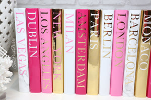 1 Book of Your Choice , GOLD & pink Decorative City Books  - New York, London, Paris, Milan, Fashion Cities, Book Decor , Fashion Books