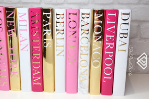 1 Book of Your Choice , GOLD & pink Decorative City Books  - New York, London, Paris, Milan, Fashion Cities, Book Decor , Fashion Books