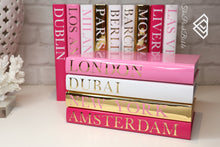 Load image into Gallery viewer, 1 Book of Your Choice , GOLD &amp; pink Decorative City Books  - New York, London, Paris, Milan, Fashion Cities, Book Decor , Fashion Books