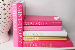 1 Book of Your Choice , GOLD & pink Decorative City Books  - New York, London, Paris, Milan, Fashion Cities, Book Decor , Fashion Books