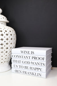 Wine is constant proof that god wants us to be happy - Quote book set / Blank Page Books  - Home decor - Coffee Table Books