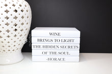 Load image into Gallery viewer, &#39;&#39; Wine brings to light the hidden secrets of the soul - Horace &#39;&#39;- Quote book set / Blank Page Books  - Home decor - Coffee Table Books