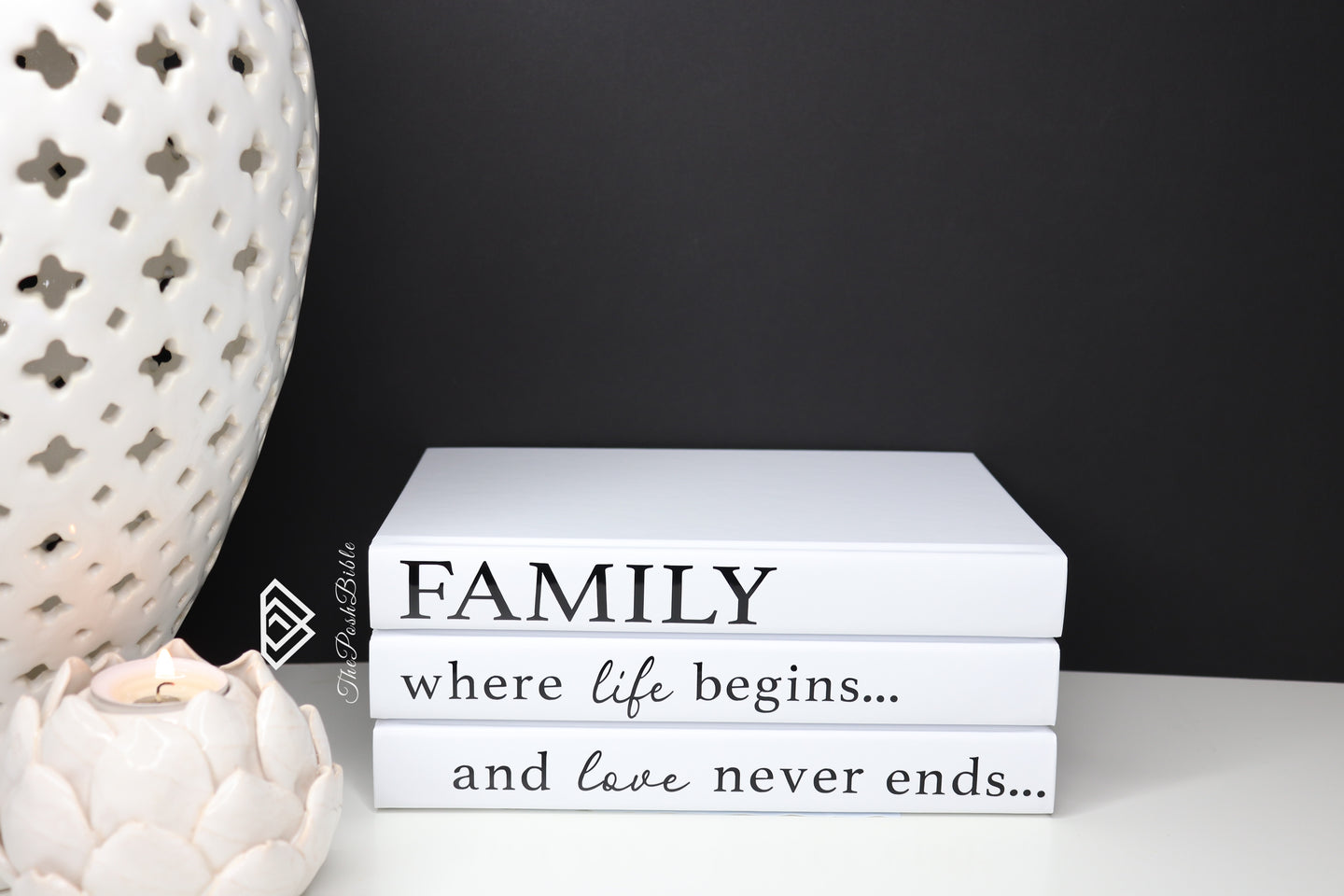 FAMILY where life begins and love never ends quote books , CUsTOM handmade BOOKS,  made to order , decorative books with blank pages , personalised  bespoke books unique gift decor , memory books , custom journals , stylish  Unique office decor , Handmade office decor , Colorful Handmade home decor , Customizable books 