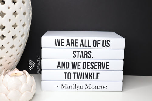 We are all of us stars. And we deserve to twinkle- Marilyn Monroe  quote books , CUsTOM handmade BOOKS,  made to order , decorative books with blank pages , personalised  bespoke books unique gift decor , memory books , custom journals , stylish  Unique office decor , Handmade office decor , Colorful Handmade home decor , Customizable books , 