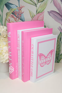BABY Girl BIRTH Book Set in Pink & White / Bespoke Custom Books / Blank Pages
