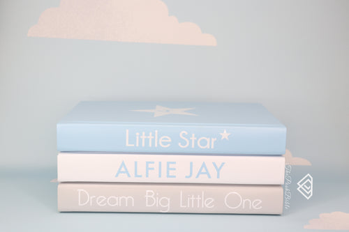 pink birth books  , custom baby books. nursery decor books for girls , pink white books , baby name books , playroom decor , baby boy , blue baby books , custom baby books , blank page books , 