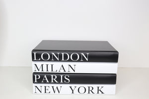 Decorative Blank Book Set of 4 - New York, London, Paris, Milan, Fashion Cities, Book Decor , Fashion Books