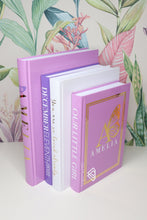 Load image into Gallery viewer, BABY Girl BIRTH Book Set in Lilac &amp; Lavender / Bespoke Custom Books / Blank Pages